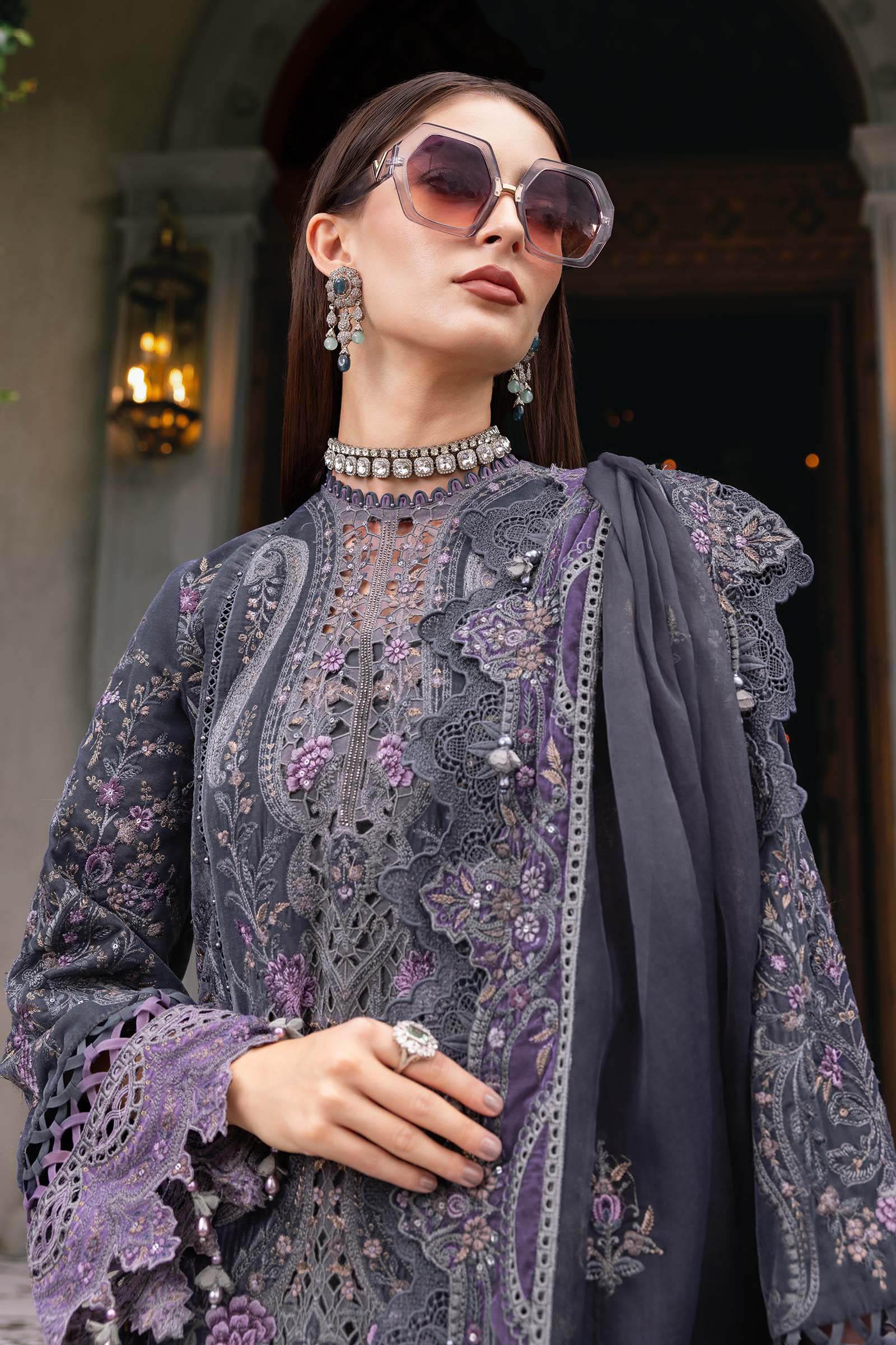 3 Piece Embroidered Velvet Suit - Aqsa Fabrics
