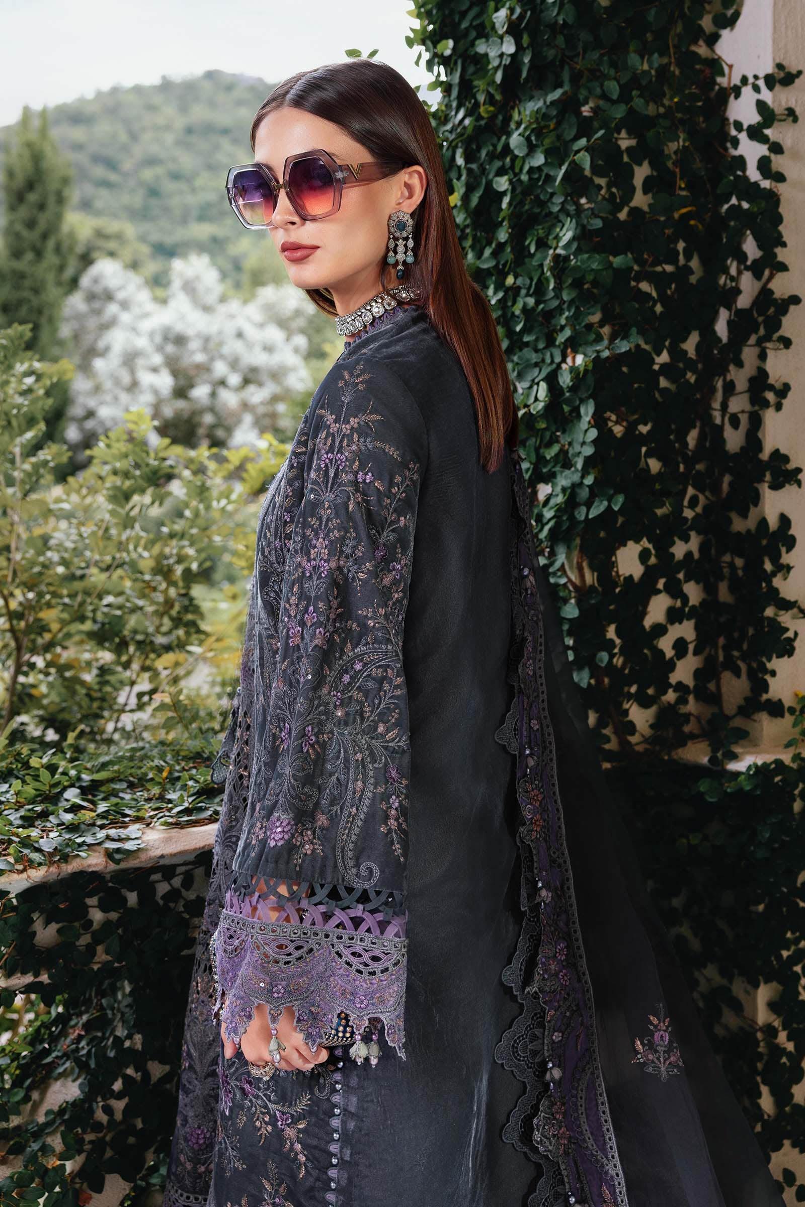 3 Piece Embroidered Velvet Suit - Aqsa Fabrics