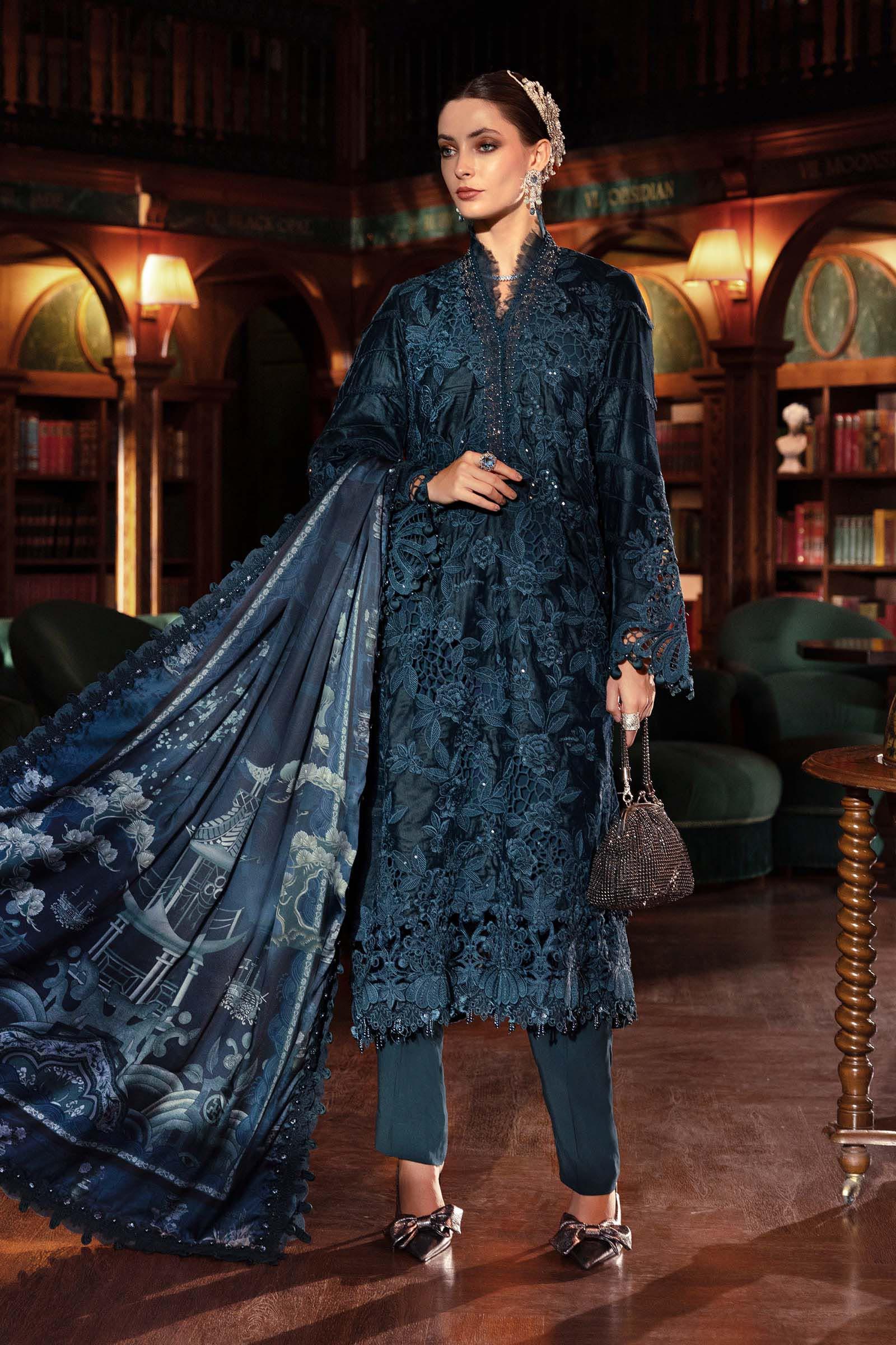 3 Piece Embroidered Velvet Suit - Aqsa Fabrics