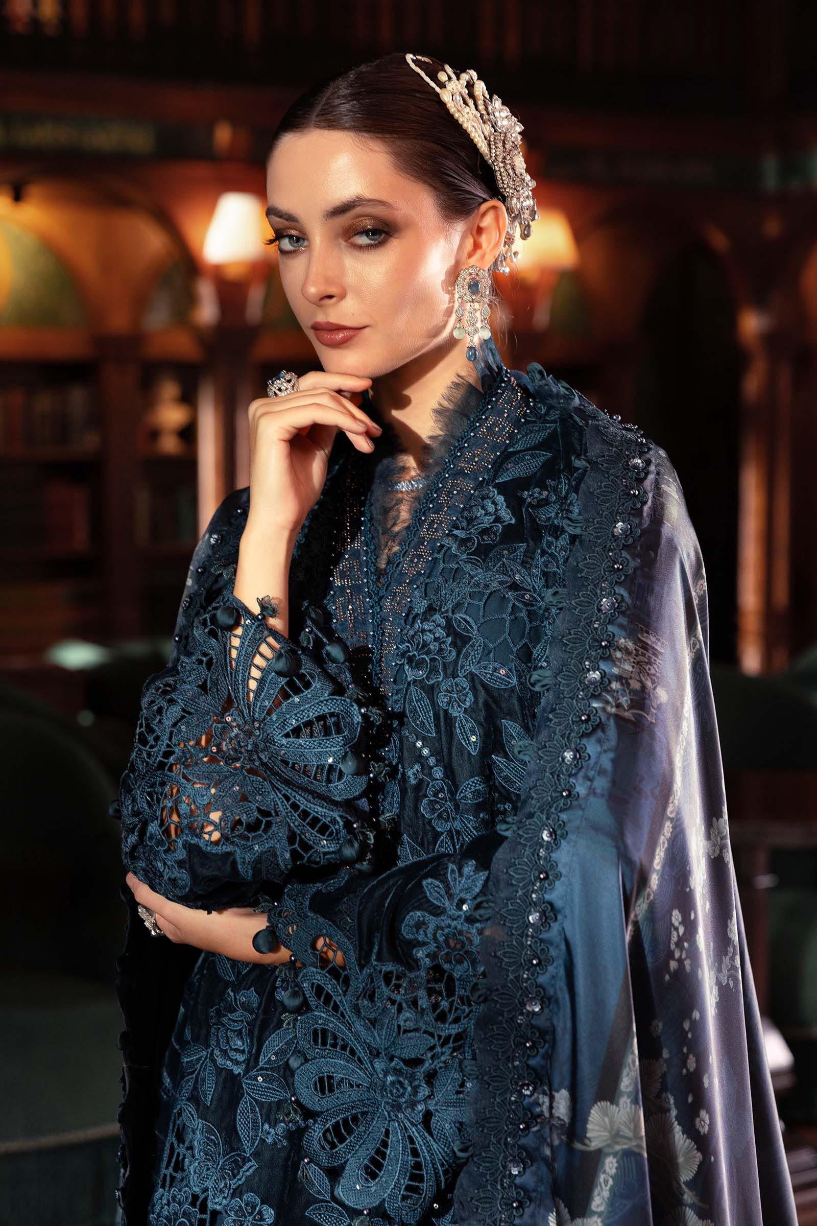 3 Piece Embroidered Velvet Suit - Aqsa Fabrics
