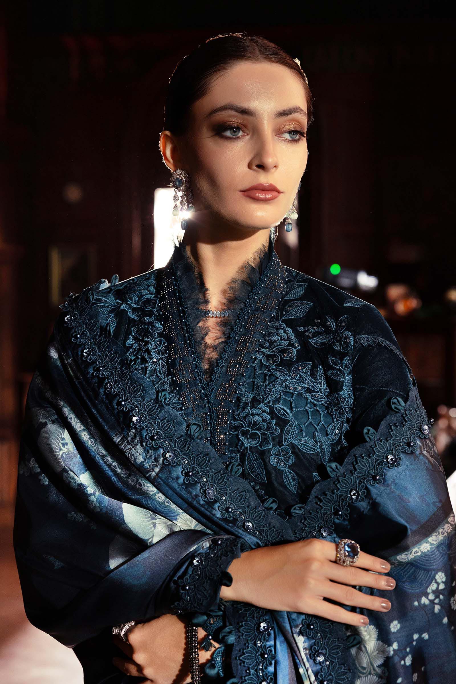 3 Piece Embroidered Velvet Suit - Aqsa Fabrics
