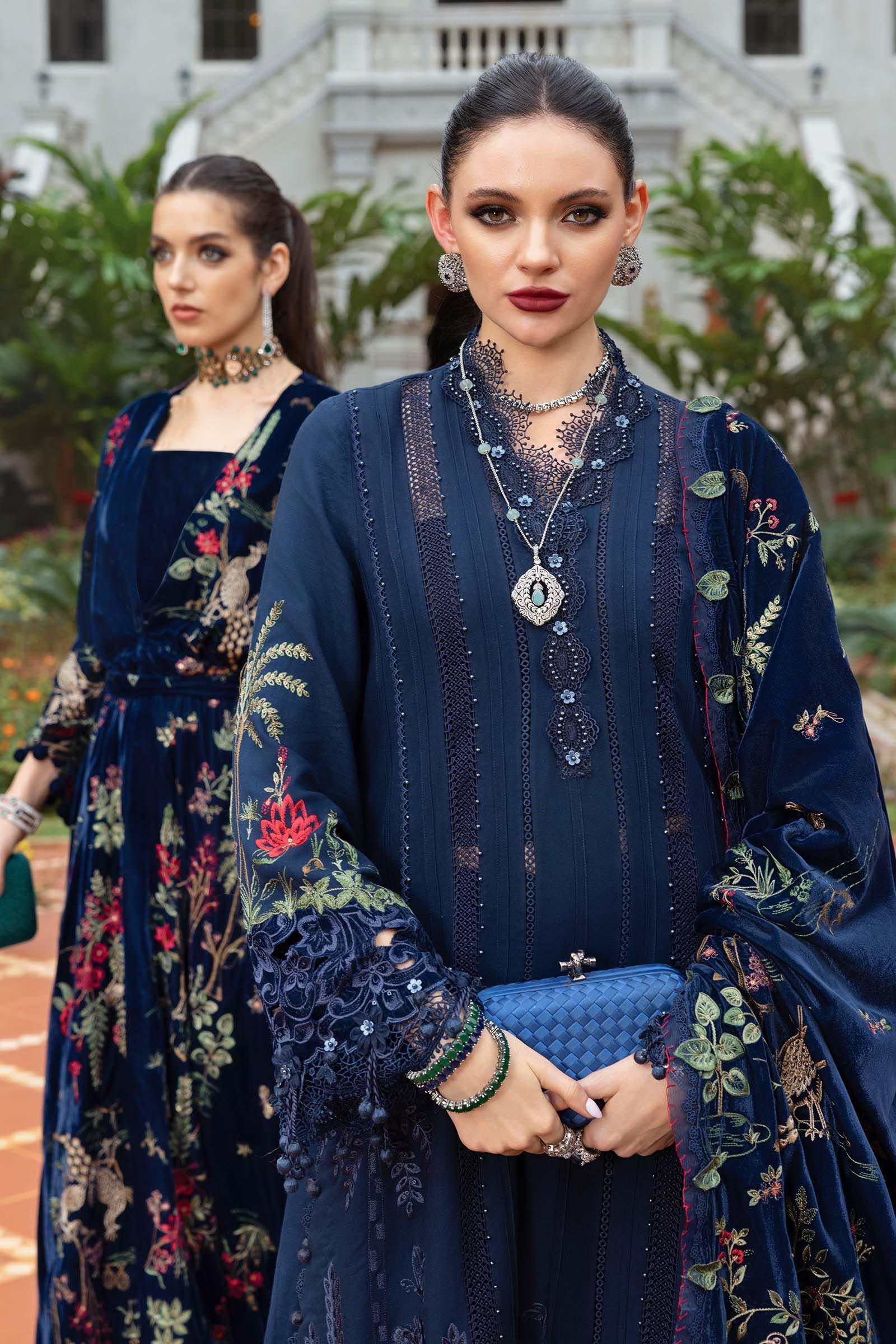 3 Piece Unstitched Embroidered Twill Linen Suit - Aqsa Fabrics