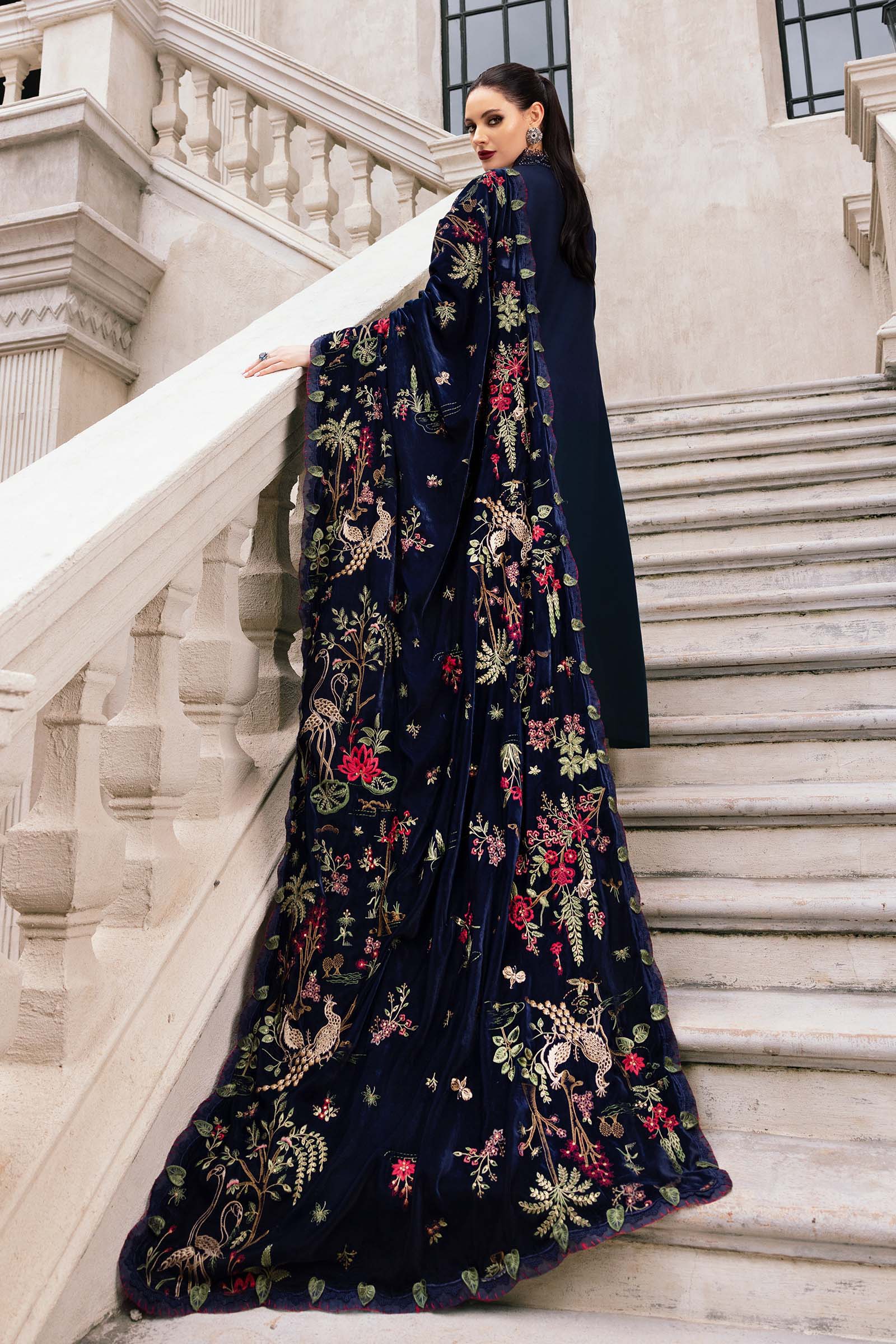 3 Piece Unstitched Embroidered Twill Linen Suit - Aqsa Fabrics