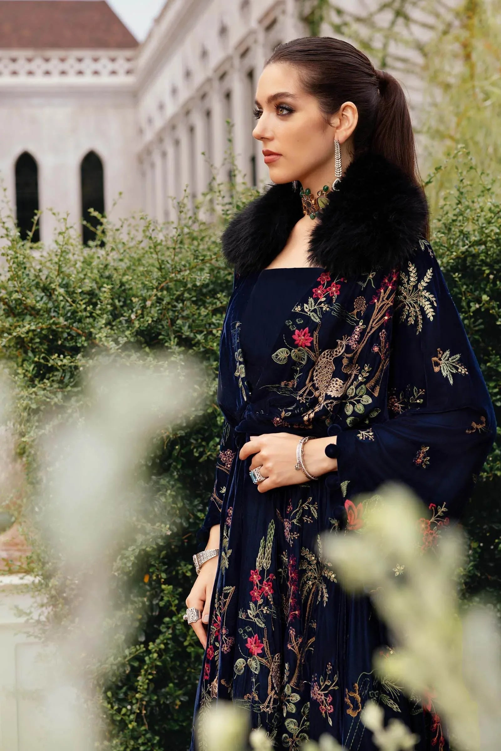 3 Piece Unstitched Embroidered Twill Linen Suit - Aqsa Fabrics