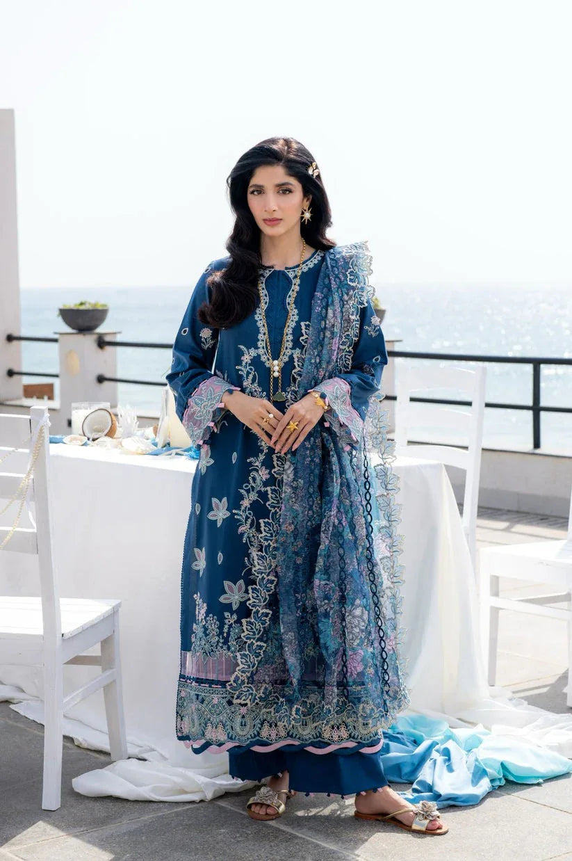 Aabyaan | Saagar Luxury Lawn 25 | AZURA (AS-03) - Aqsa Fabrics