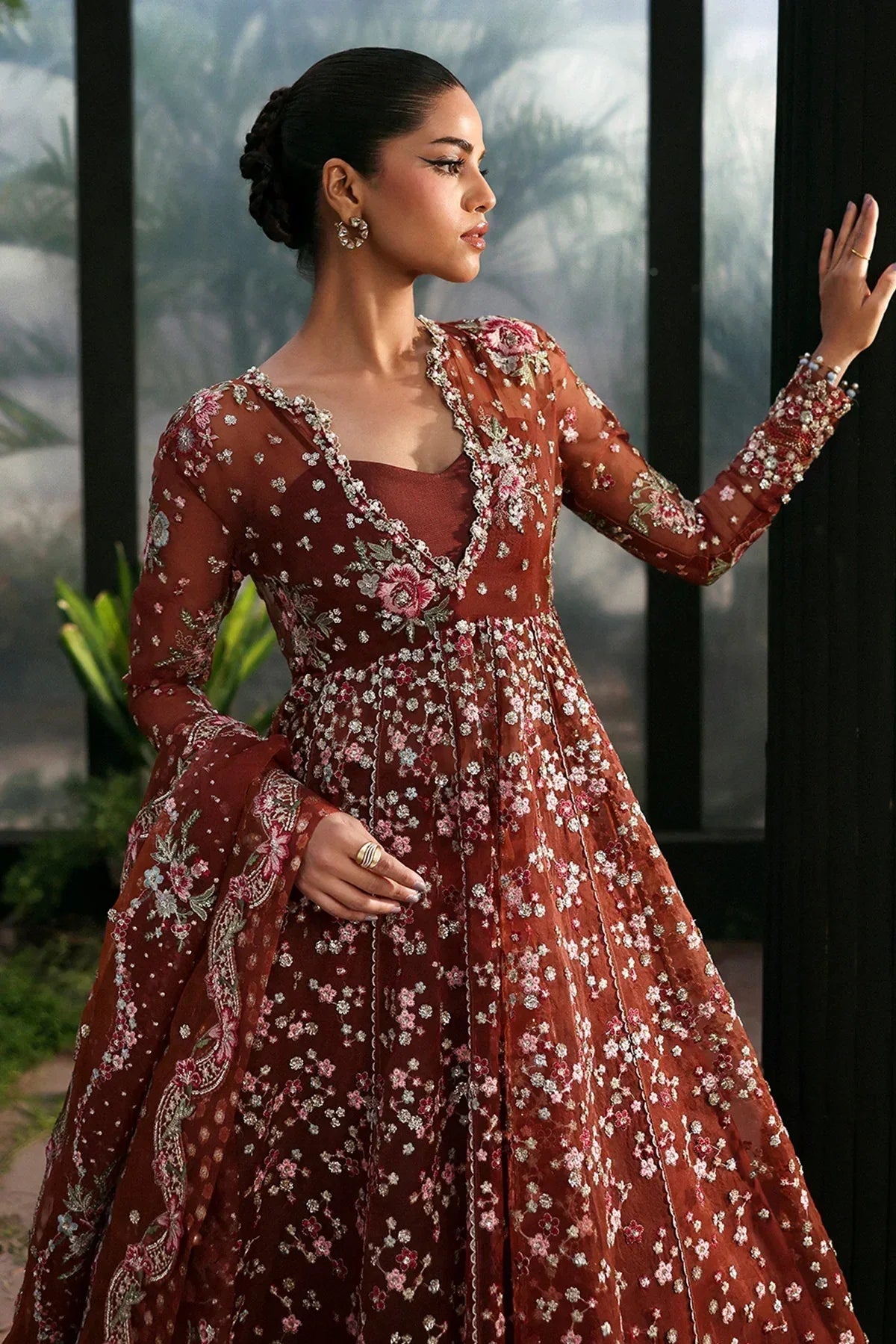 Afrozeh | La Fuchsia 25 | Shale - Aqsa Fabrics
