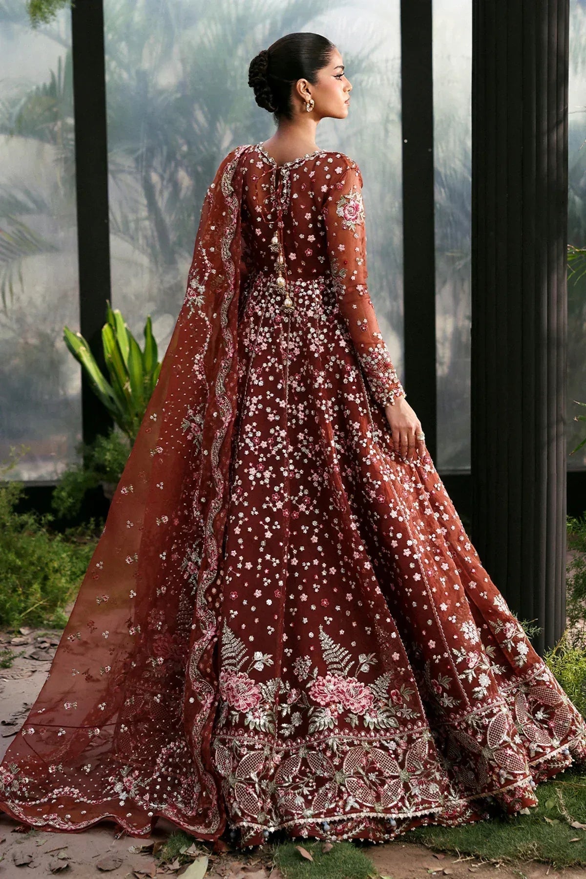 Afrozeh | La Fuchsia 25 | Shale - Aqsa Fabrics