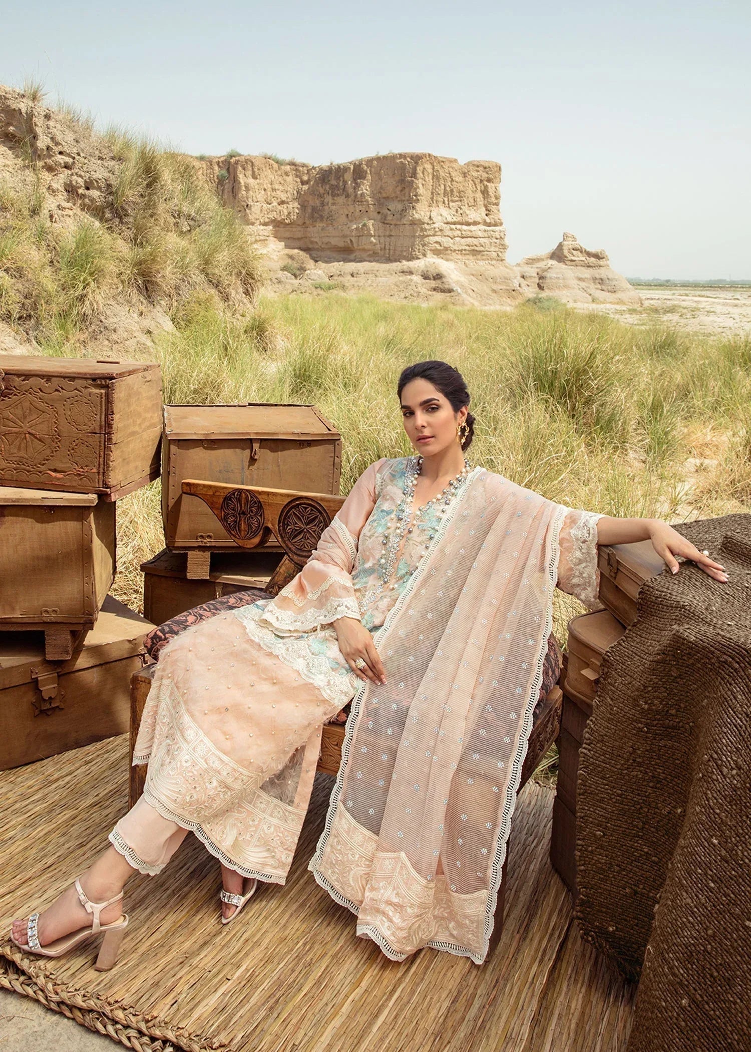 Saira Shakira | Luxury Pret | Peach Sandstone - Aqsa Fabrics