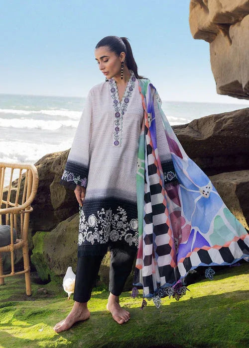 Sadaf Fawad Khan | Siraa Lawn 25 | Kantha Rose - Aqsa Fabrics