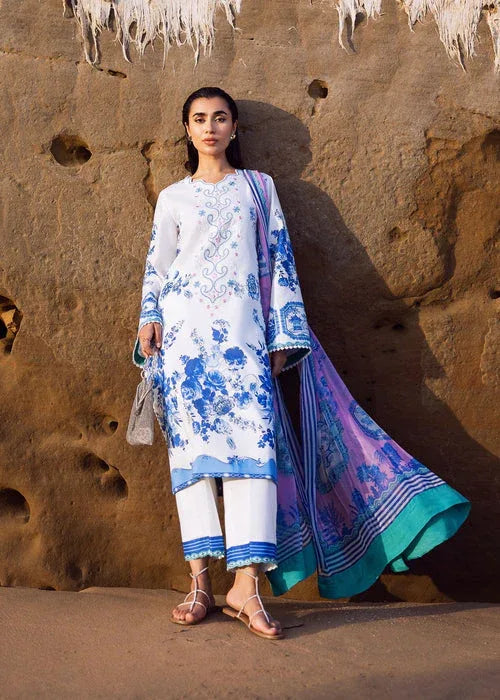 Sadaf Fawad Khan | Siraa Lawn 25 | Blue Pottery - Aqsa Fabrics