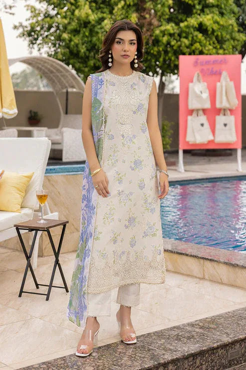 Saad Shaikh | Lawn 25 | Offwhite - Tropelle - Aqsa Fabrics
