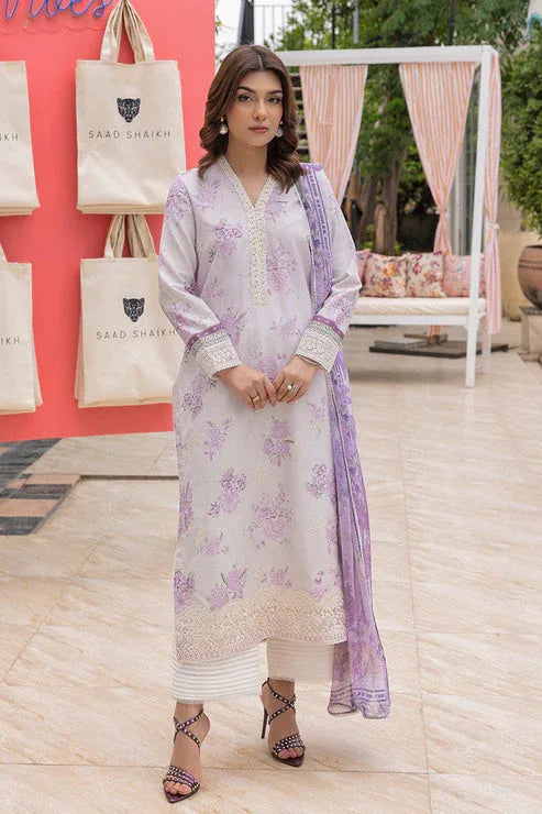 Saad Shaikh | Lawn 25 | Lilac Haze - Aqsa Fabrics