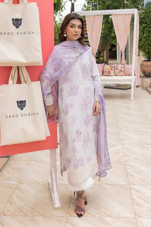 Saad Shaikh | Lawn 25 | Lilac Haze - Aqsa Fabrics