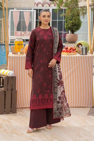 Saad Shaikh | Lawn 25 | Mehroon - Twilight Flora - Aqsa Fabrics