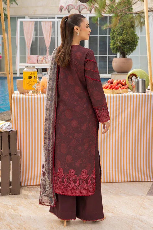 Saad Shaikh | Lawn 25 | Mehroon - Twilight Flora - Aqsa Fabrics