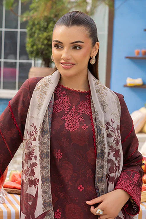 Saad Shaikh | Lawn 25 | Mehroon - Twilight Flora - Aqsa Fabrics