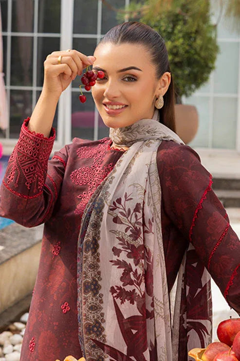 Saad Shaikh | Lawn 25 | Mehroon - Twilight Flora - Aqsa Fabrics