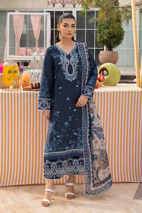 Saad Shaikh | Lawn 25 | Navy Blue - Blue Mirage - Aqsa Fabrics