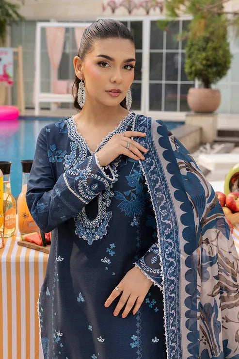 Saad Shaikh | Lawn 25 | Navy Blue - Blue Mirage - Aqsa Fabrics