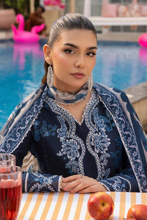 Saad Shaikh | Lawn 25 | Navy Blue - Blue Mirage - Aqsa Fabrics
