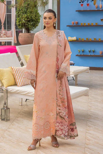 Saad Shaikh | Lawn 25 | Peach - Flayme - Aqsa Fabrics