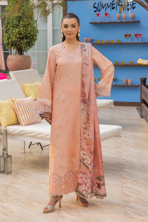 Saad Shaikh | Lawn 25 | Peach - Flayme - Aqsa Fabrics
