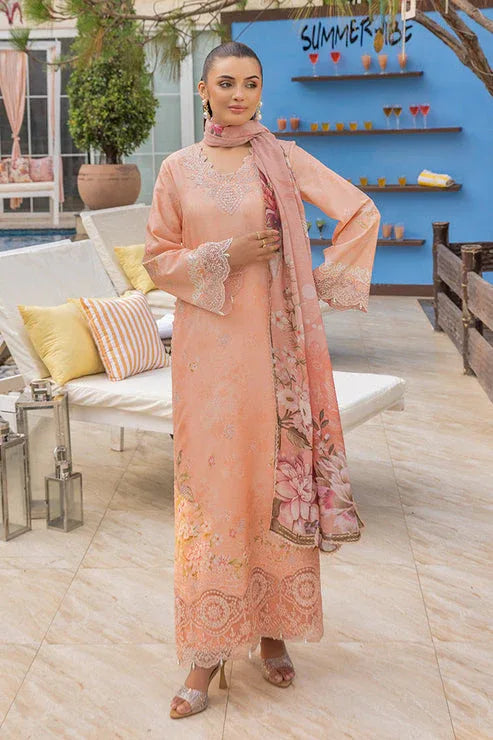 Saad Shaikh | Lawn 25 | Peach - Flayme - Aqsa Fabrics