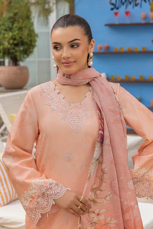 Saad Shaikh | Lawn 25 | Peach - Flayme - Aqsa Fabrics