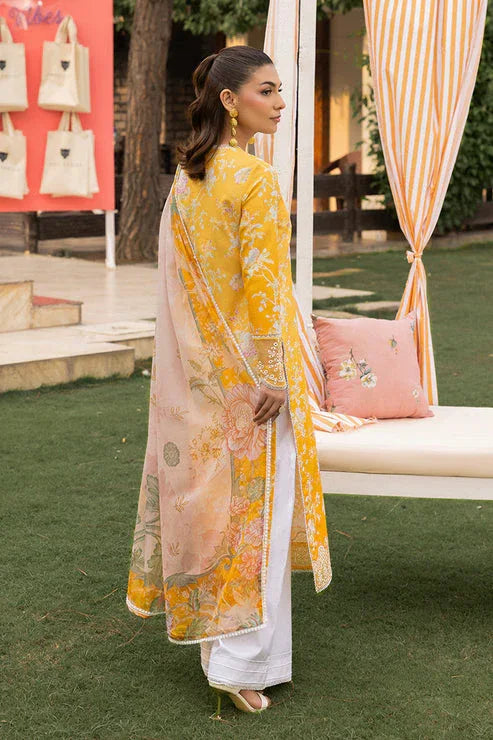 Saad Shaikh | Lawn 25 | Yellow - Amber Bloom - Aqsa Fabrics