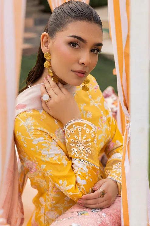 Saad Shaikh | Lawn 25 | Yellow - Amber Bloom - Aqsa Fabrics