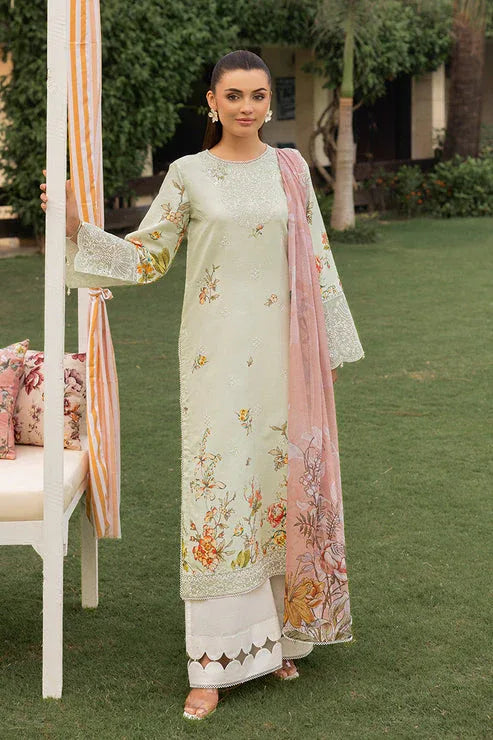 Saad Shaikh | Lawn 25 | Pista - Floral Mirage - Aqsa Fabrics