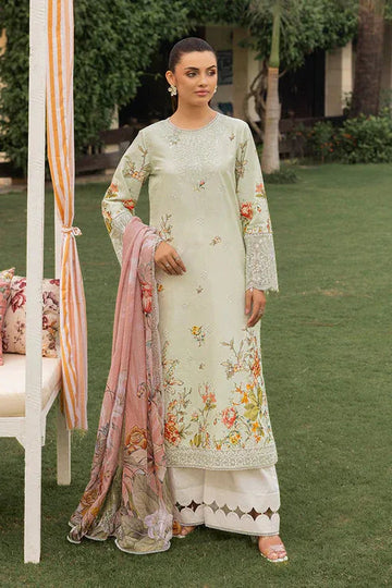 Saad Shaikh | Lawn 25 | Pista - Floral Mirage - Aqsa Fabrics