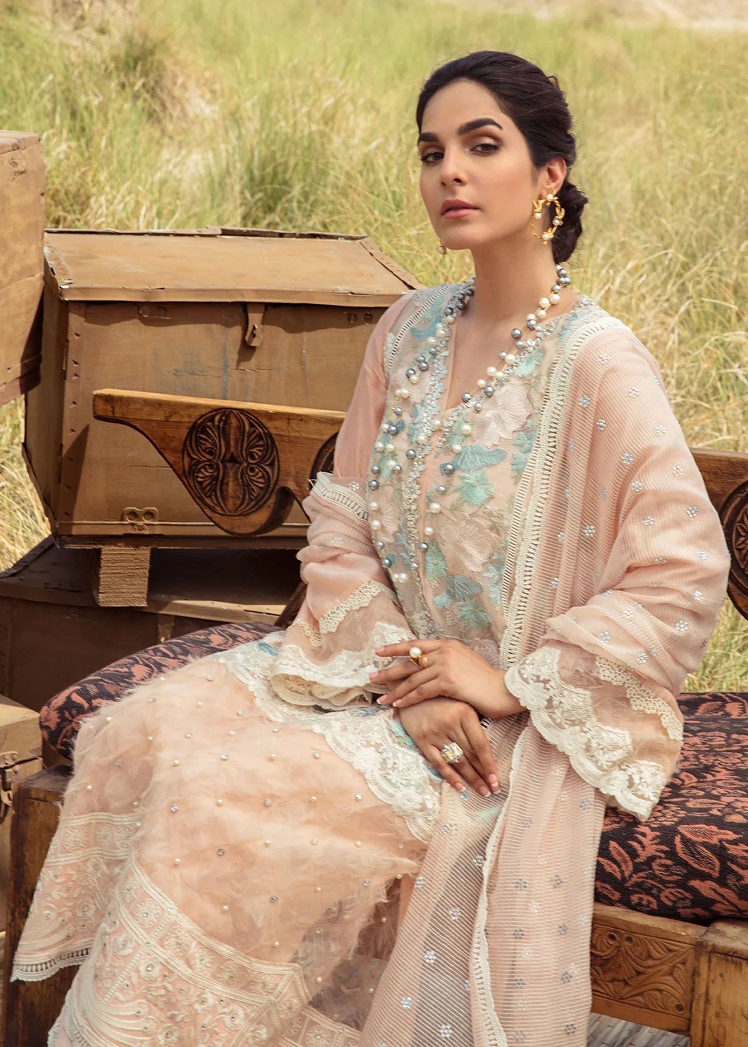 Saira Shakira | Luxury Pret | Peach Sandstone - Aqsa Fabrics