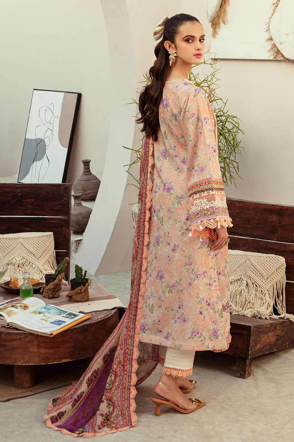 AJR Couture | Alif Affordable Lawn 24 | CORAL BLUSH - Aqsa Fabrics
