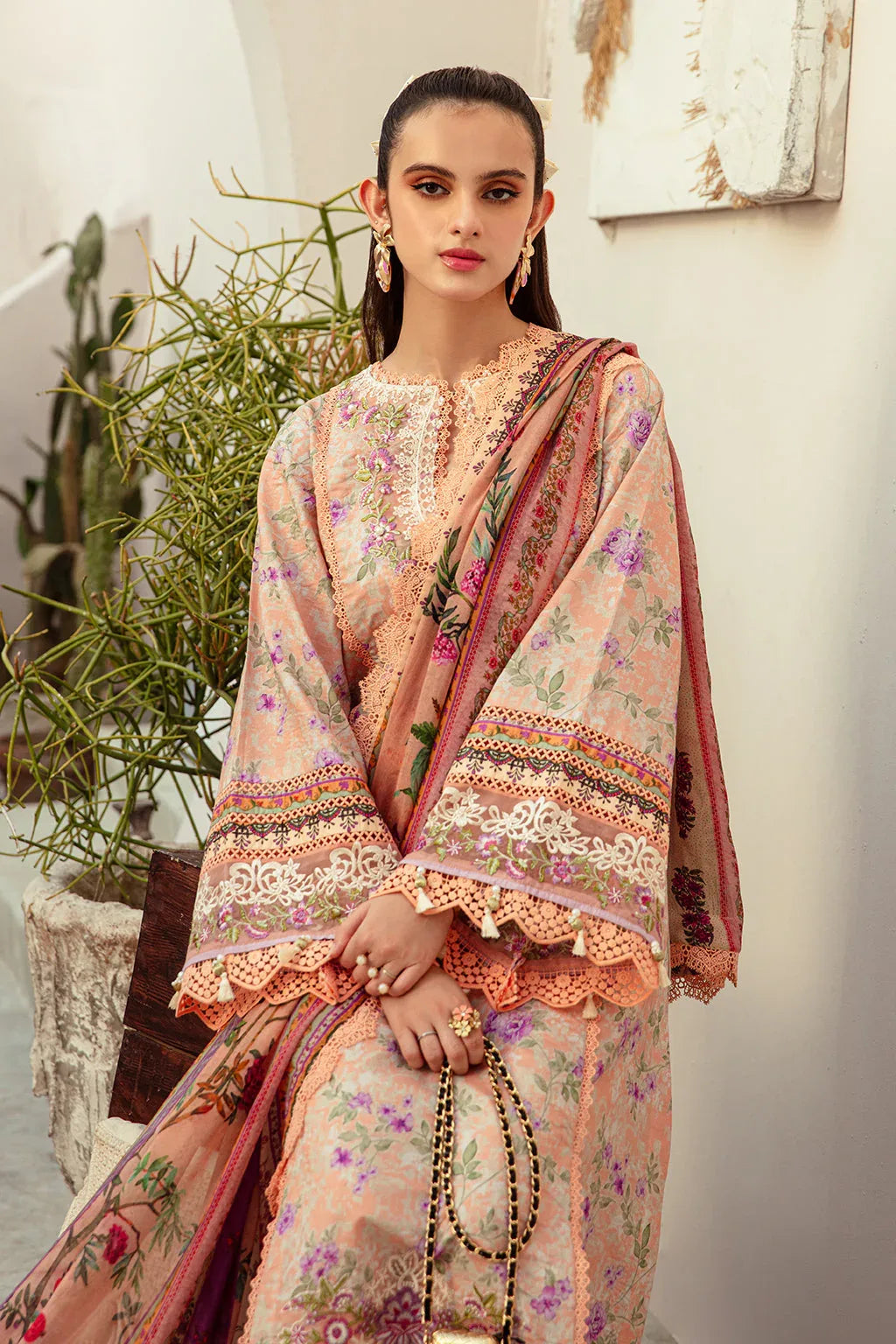 AJR Couture | Alif Affordable Lawn 24 | CORAL BLUSH - Aqsa Fabrics