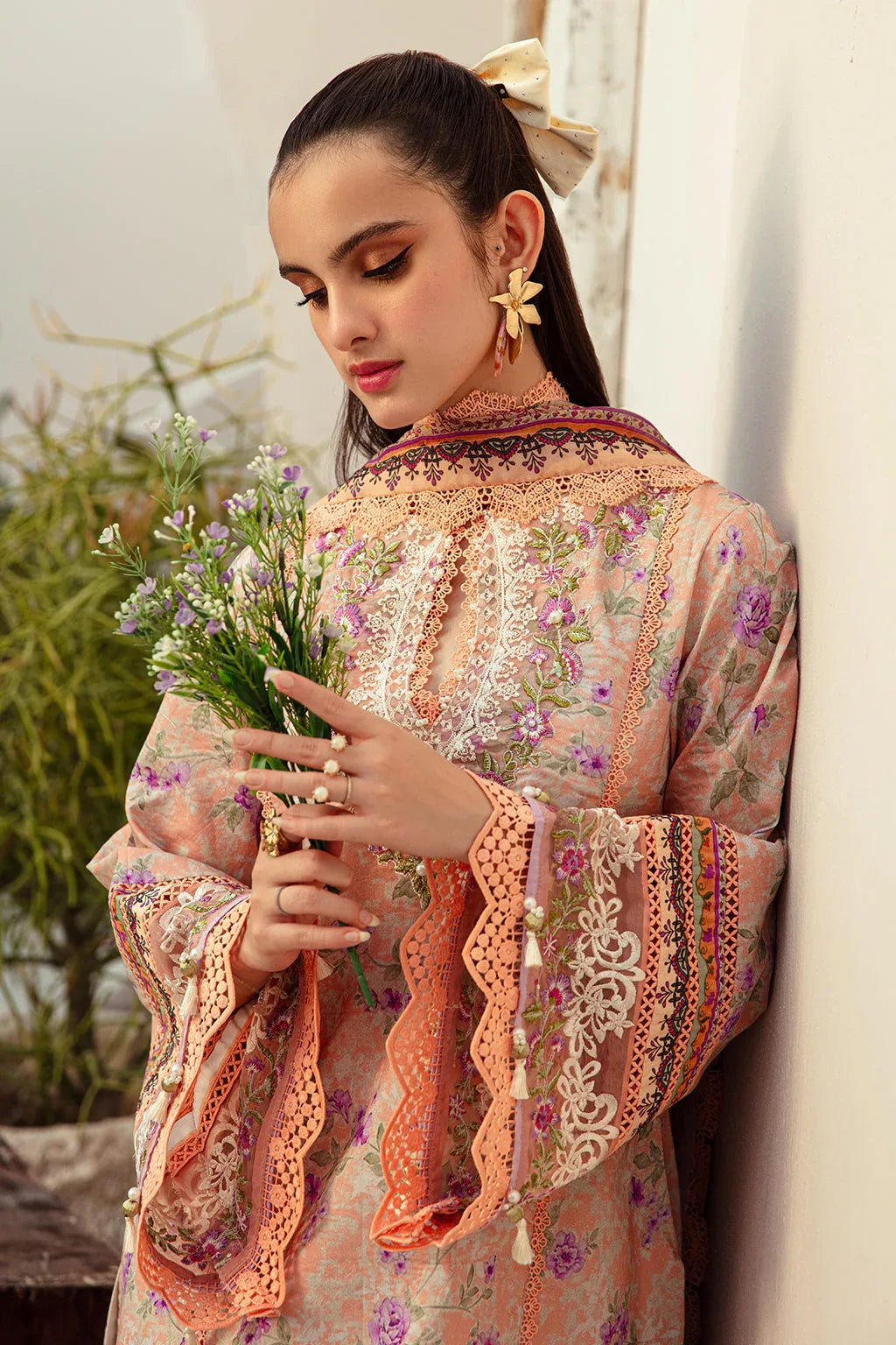 AJR Couture | Alif Affordable Lawn 24 | CORAL BLUSH - Aqsa Fabrics