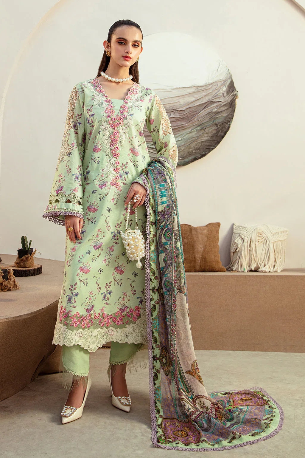 AJR Couture | Alif Affordable Lawn 24 | MINT MAGIC - Aqsa Fabrics