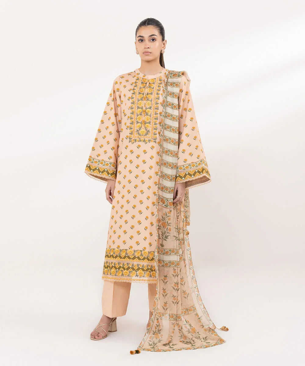 Sapphire | Intermix 2024 | Cambric Suit S-06 - Aqsa Fabrics