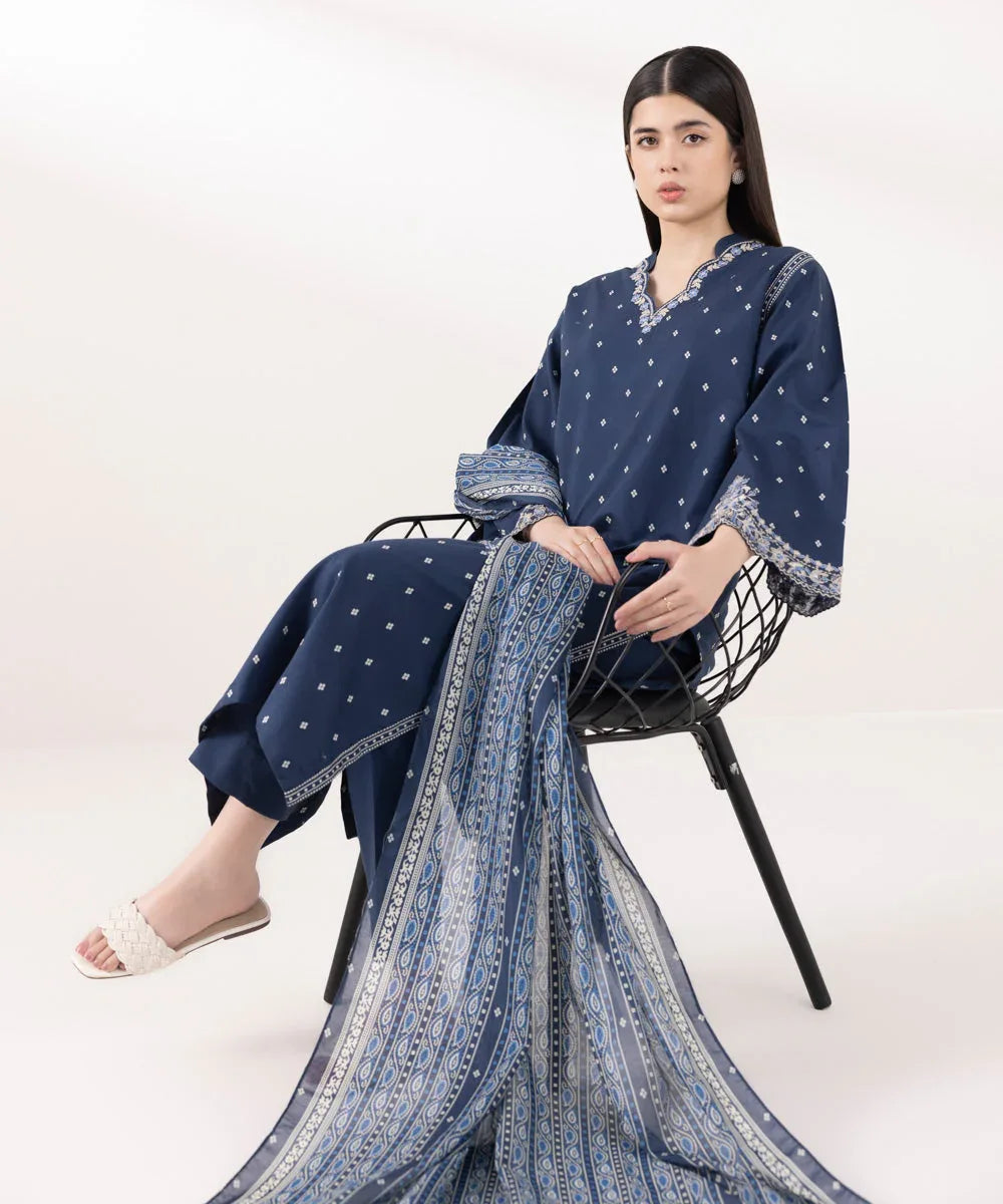 Sapphire | Intermix 2024 | Cambric Suit S-38 - Aqsa Fabrics