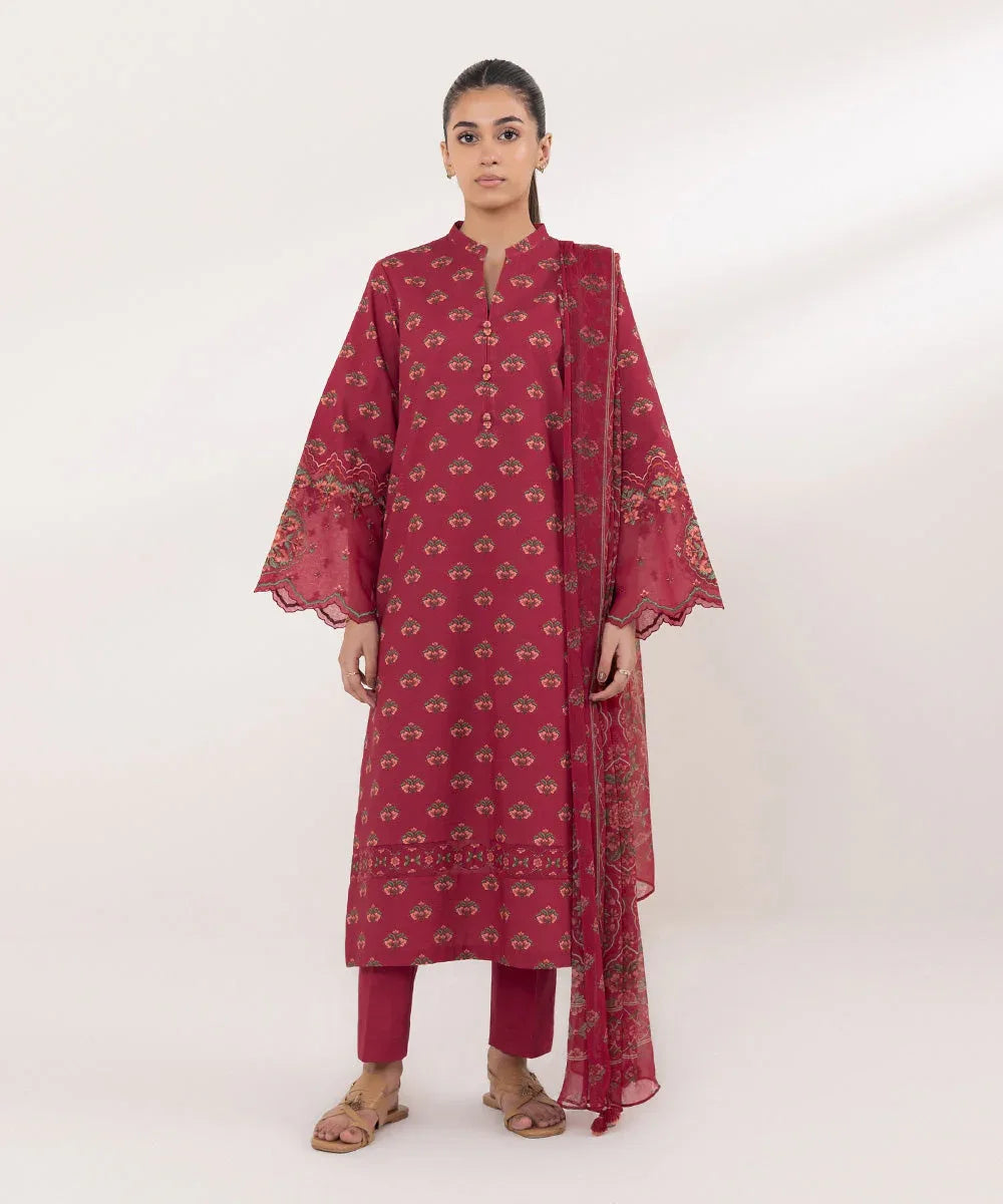 Sapphire | Intermix 2024 | Cambric Suit S-08 - Aqsa Fabrics