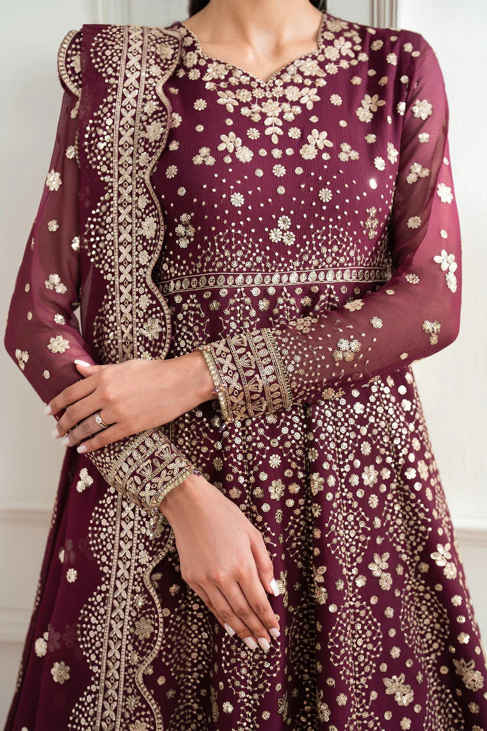 Farasha | Essence Formals 25 | Maroon Empress - Aqsa Fabrics
