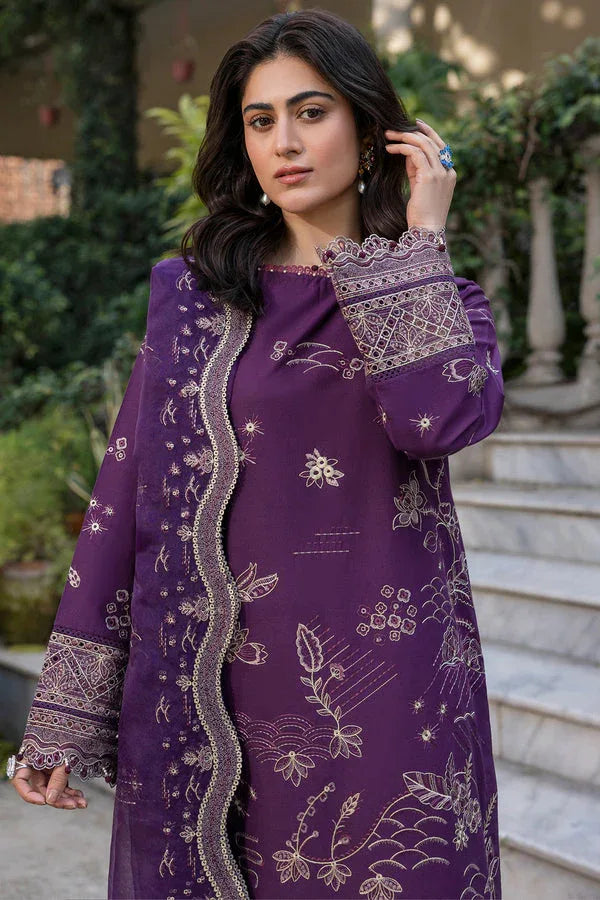 Farasha | Summer Weaves Embroidered Lawn | Raven Plum - Aqsa Fabrics