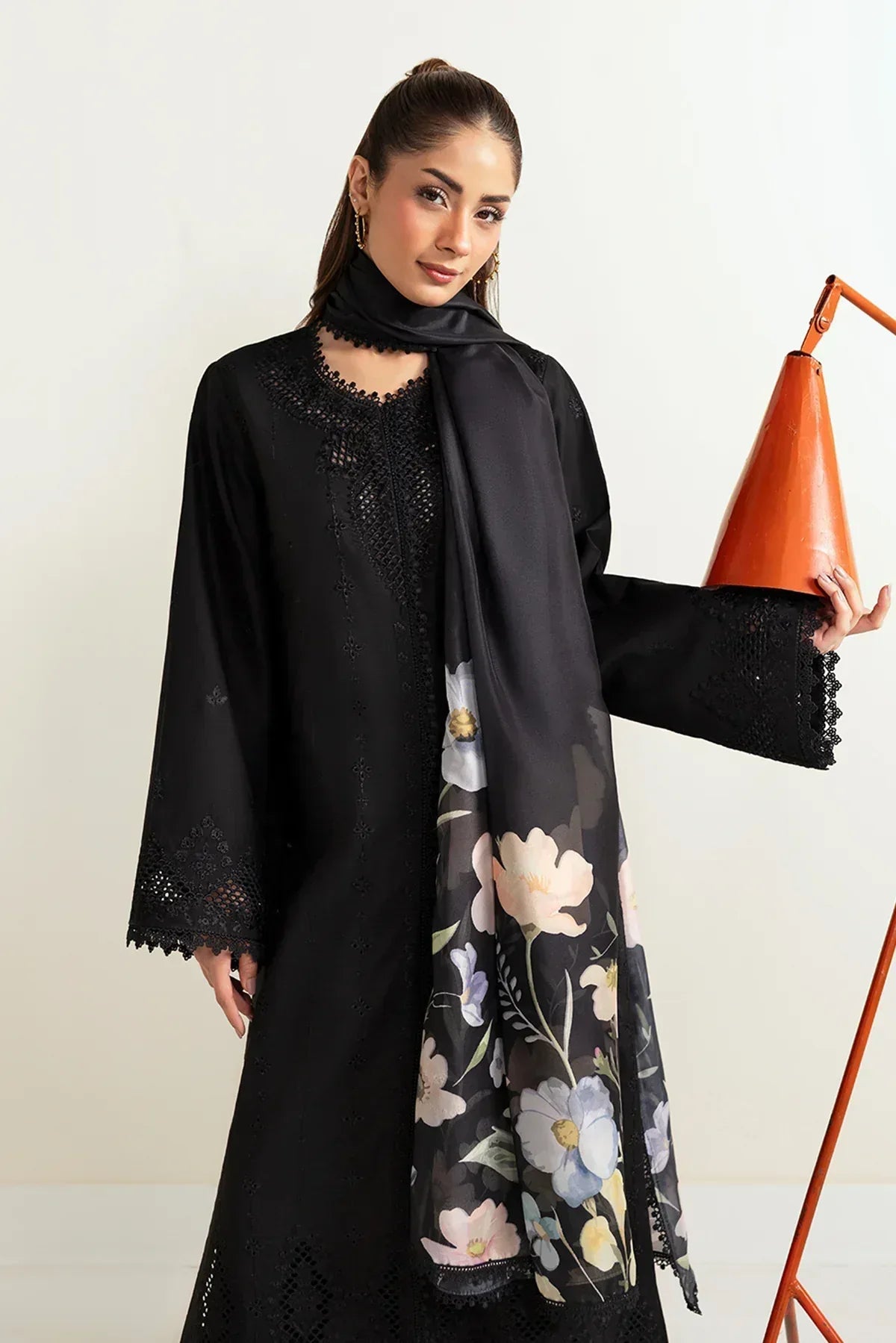Afrozeh | Basic Pret 25 | Charcoal Nior - Aqsa Fabrics