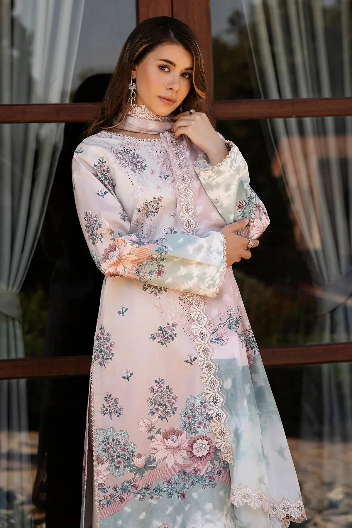 Afrozeh | Damask The Holiday Edit '25 - Lawn | Seraphina B - Aqsa Fabrics