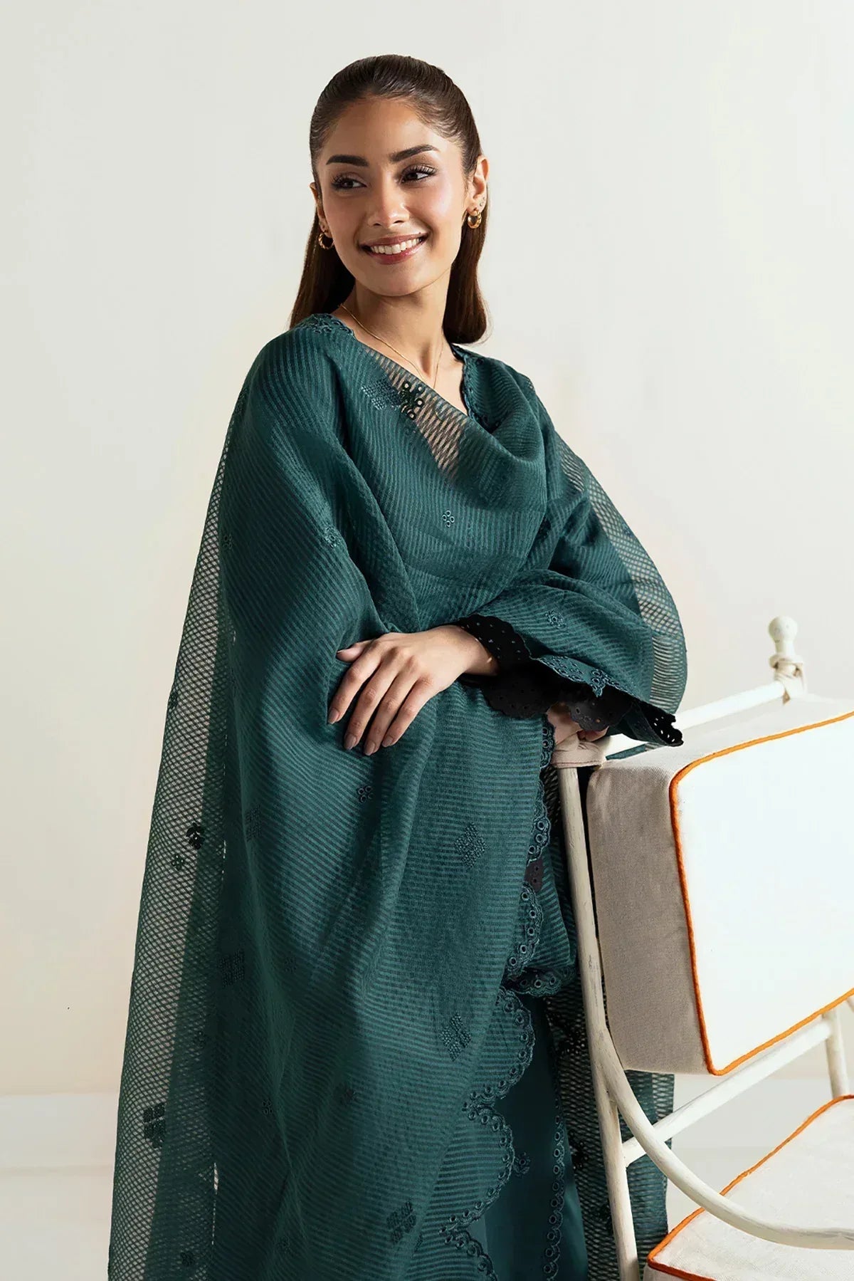 Afrozeh | Basic Pret 25 | Dark Kiwi - Aqsa Fabrics