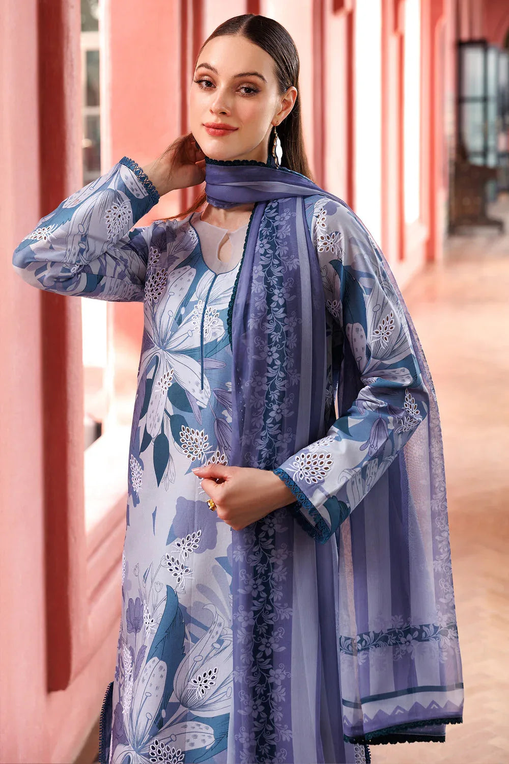 Farasha | Printed Essentials | Blue Passion - Aqsa Fabrics