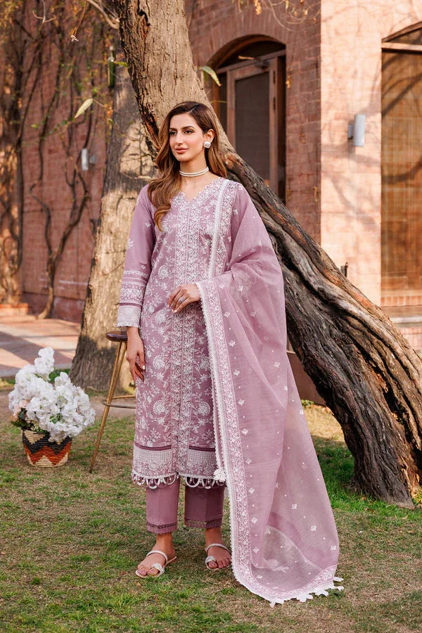 Farasha | Dastoor Embroidered Lawn SS24 | DAINTY LILAC - Aqsa Fabrics