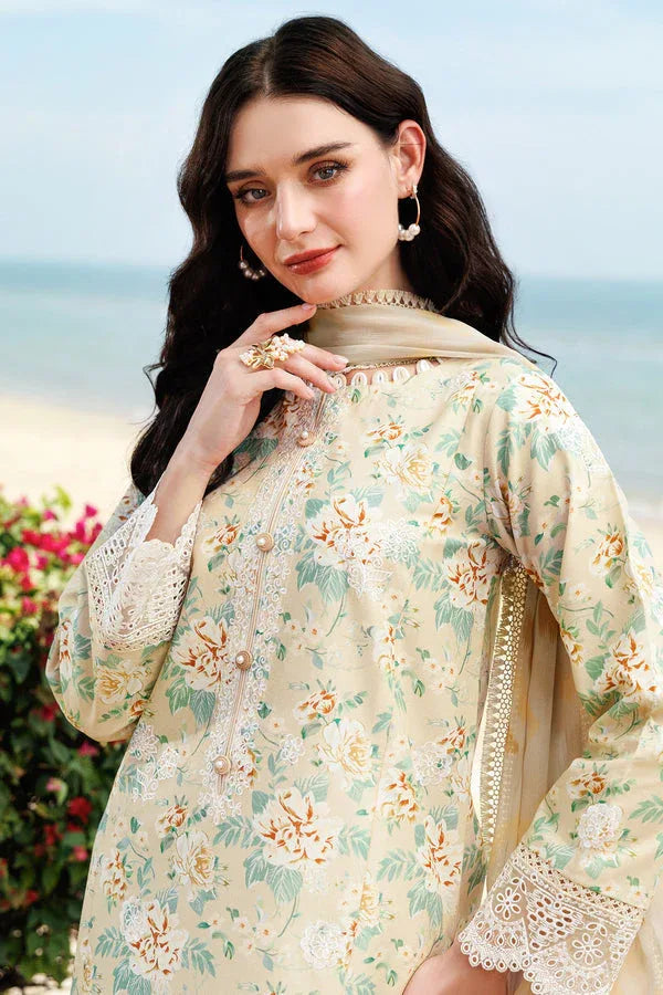 Farasha | Printed Essentials | Lush Cream - Aqsa Fabrics