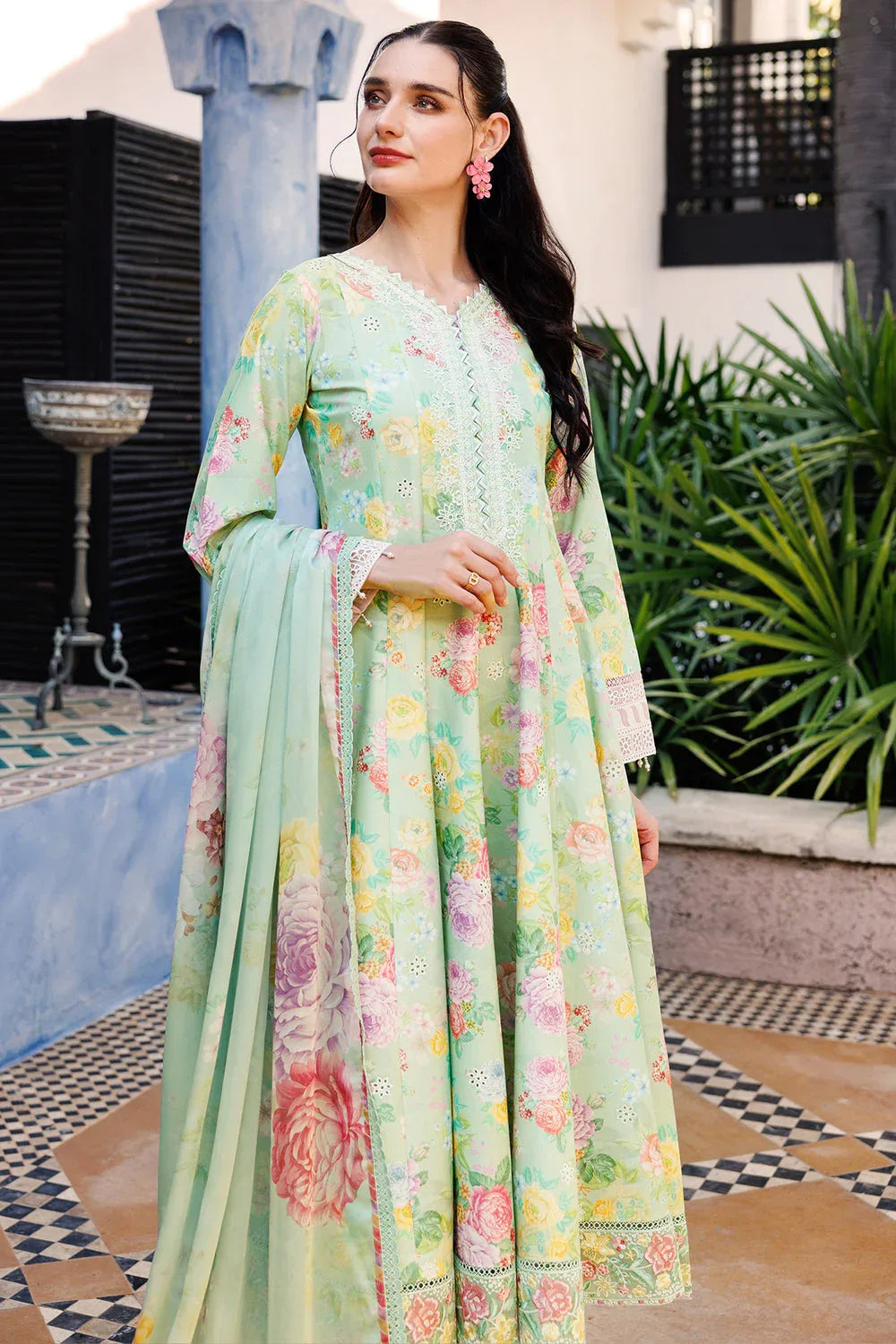 Farasha | Printed Essentials | Mint Dew - Aqsa Fabrics