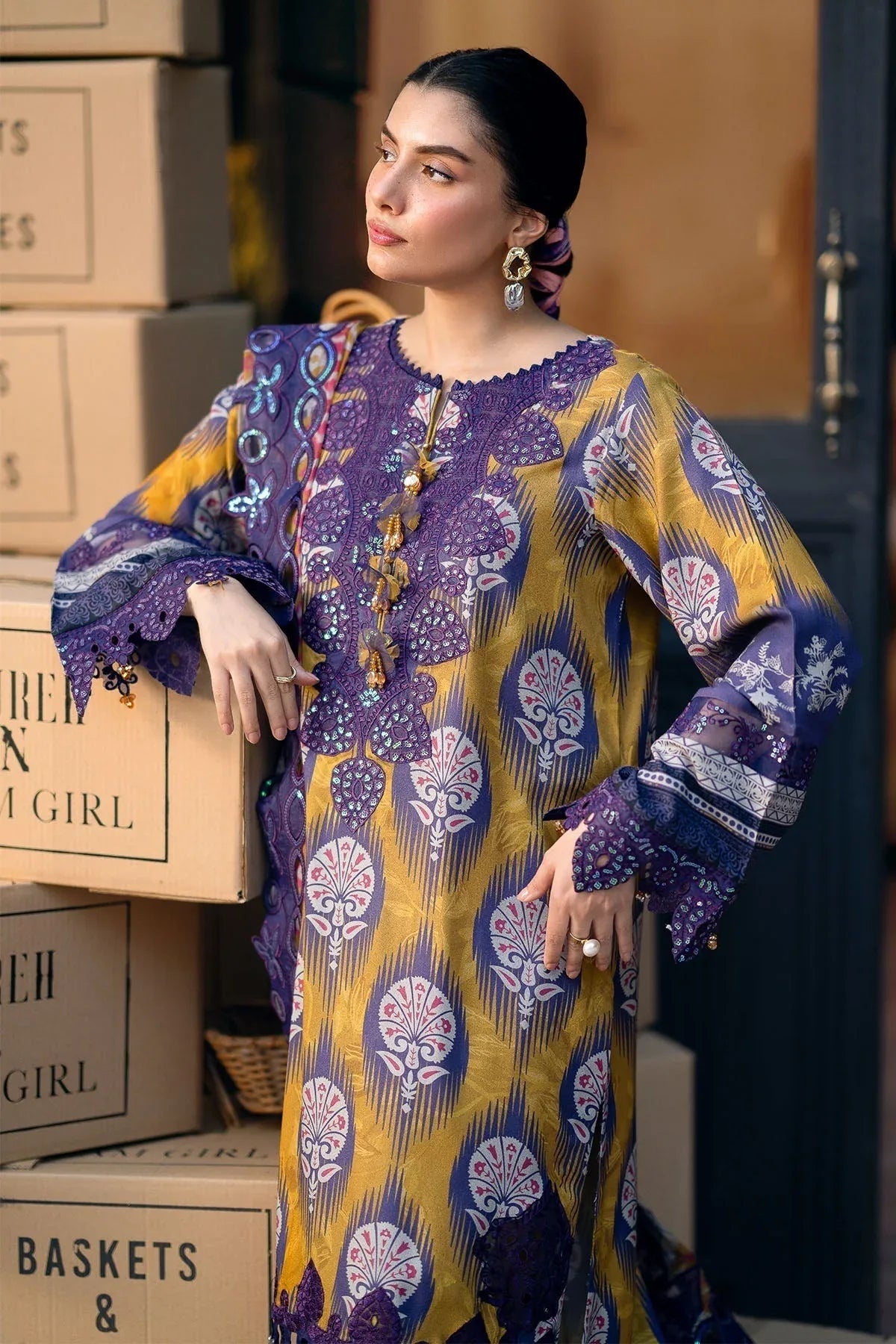 Nureh | Glam Girl Lawn | GL-22 - Aqsa Fabrics